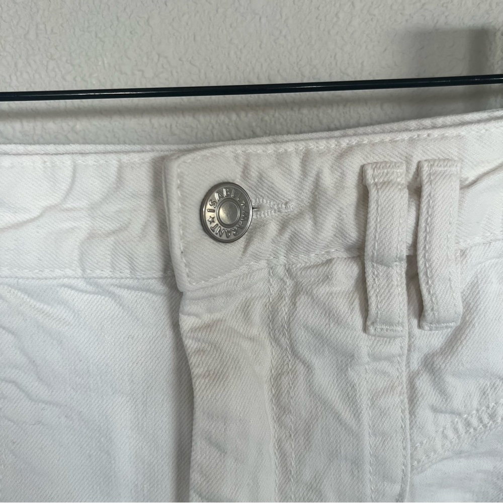 Isabel Marant Nadeloisa Tapered Leg Cotton High Rise Slim Jeans White Trousers 2 - Picture 5 of 13